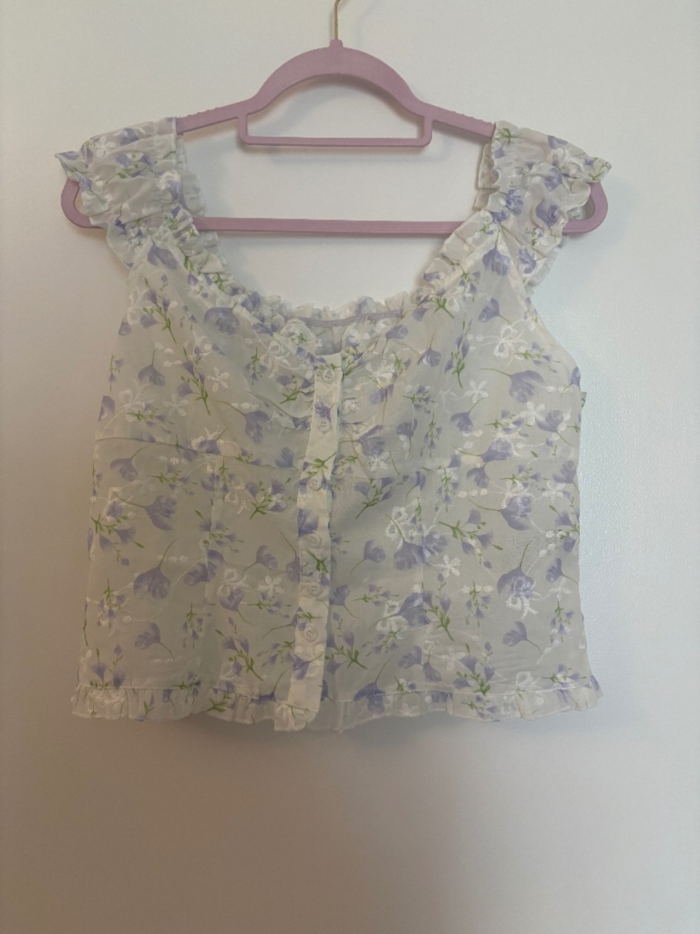 Romantic Floral Cropped Blouse